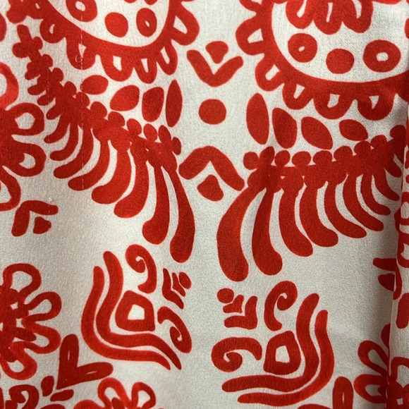 Zara Womens Pants M Gold Red Purple Wide Leg Flare Boho Stretch Waist side Vents - Picture 4 of 14